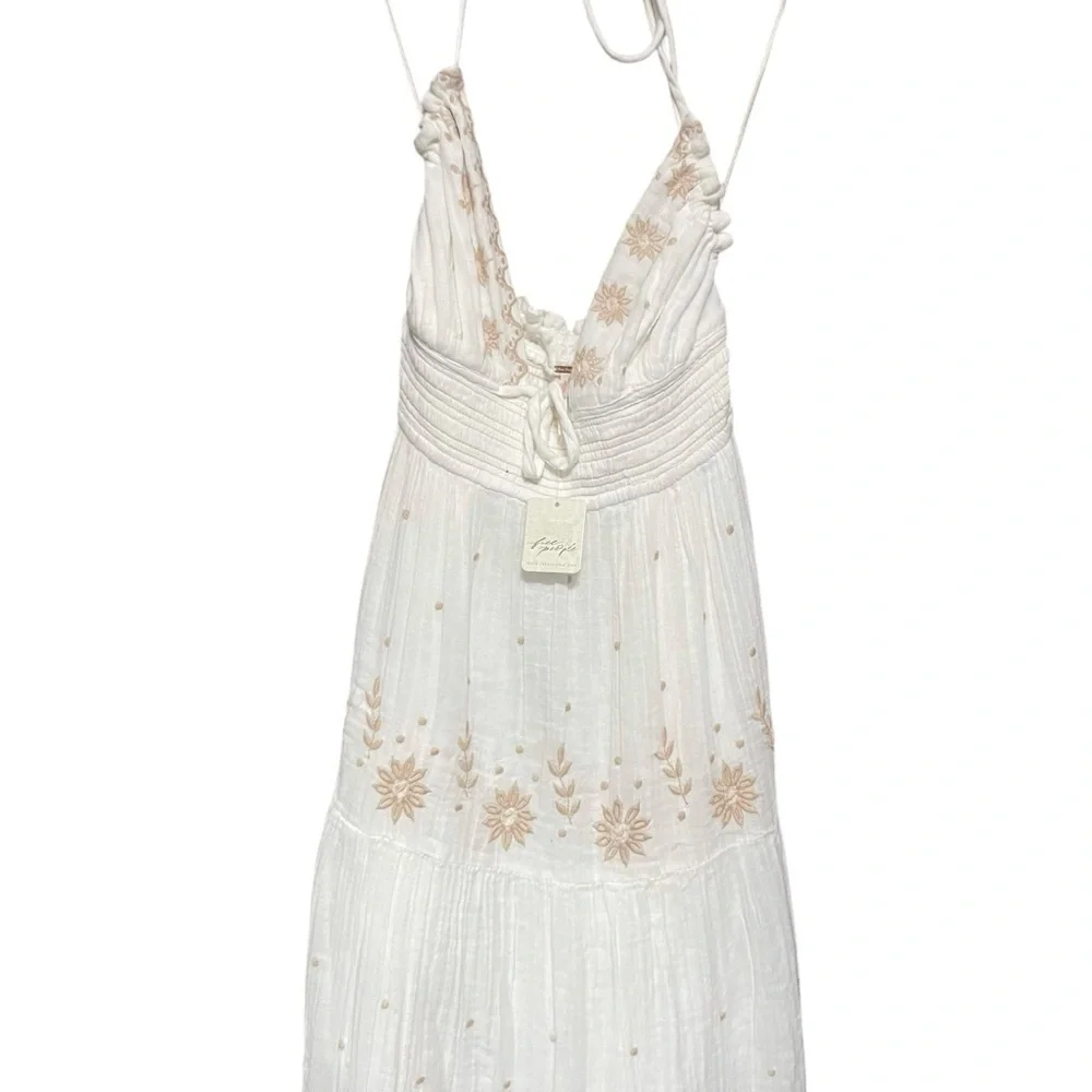 Free People Real Love Embroidered Bohemian Maxi Dress Size‎ M Summer Resort Boho - Picture 11 of 16